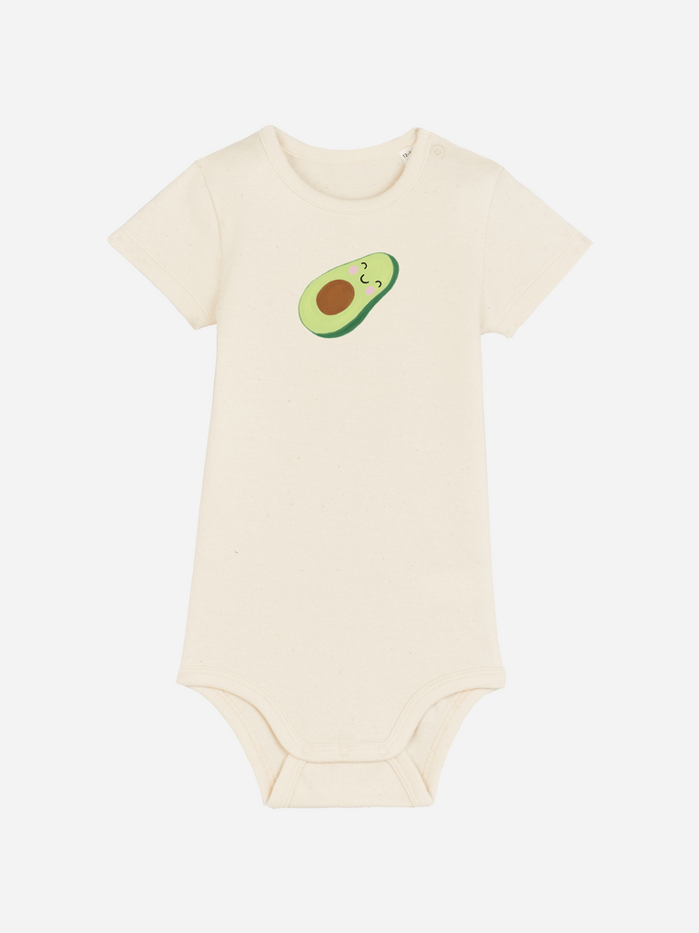 Personalisierter Baby-Body (0–2 J.) mit Avocado-Motiv, ideal für Geschenke zur Babyparty.