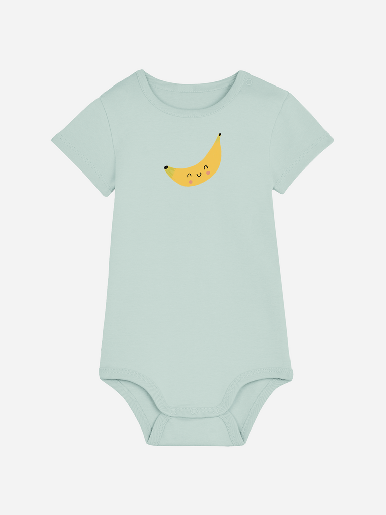 Personalisierter Baby-Body (0–2 J.) 'Banane' mit fröhlichem Bananen-Motiv, ideal als Geschenk zum Beikoststart.
