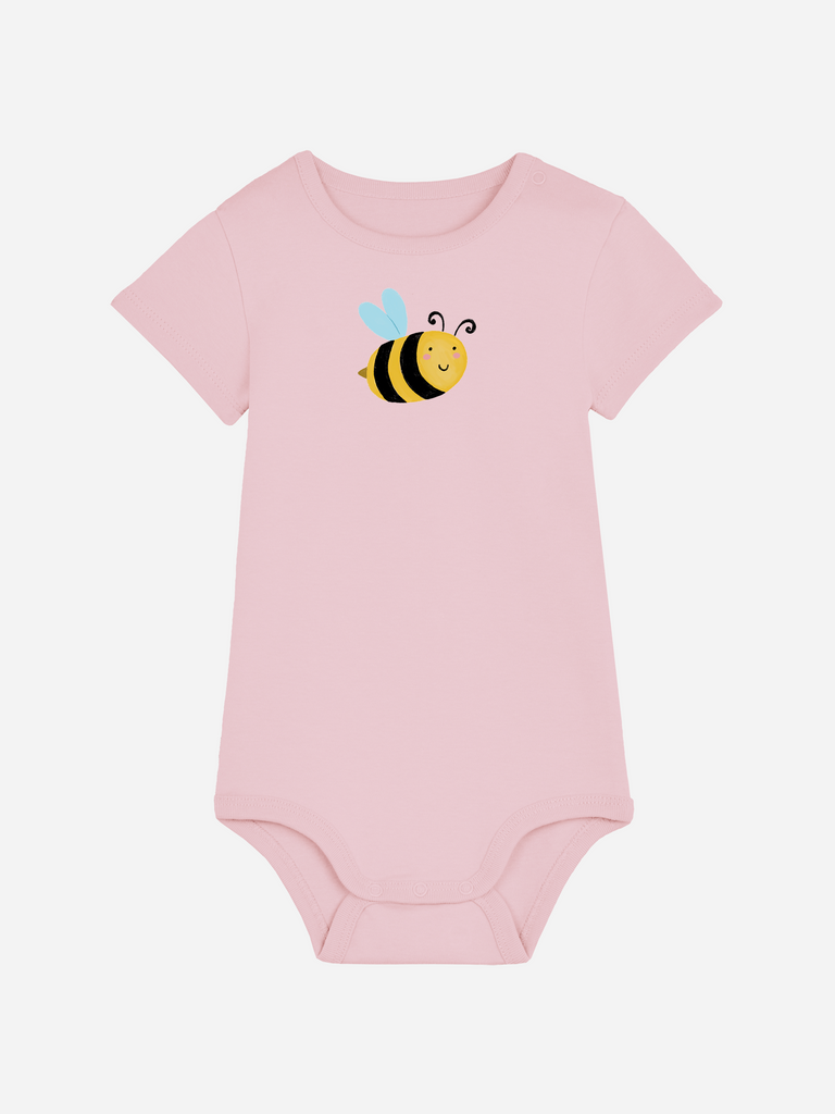 Personalisierter Baby-Body (0–2 J.) mit Biene-Motiv, ideal als persönliches Baby-Geschenk.