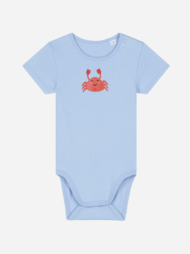 Bio-Baby Body 'Sternzeichen Krebs' - personalisierbar Farbe: Hellblau Bild 1