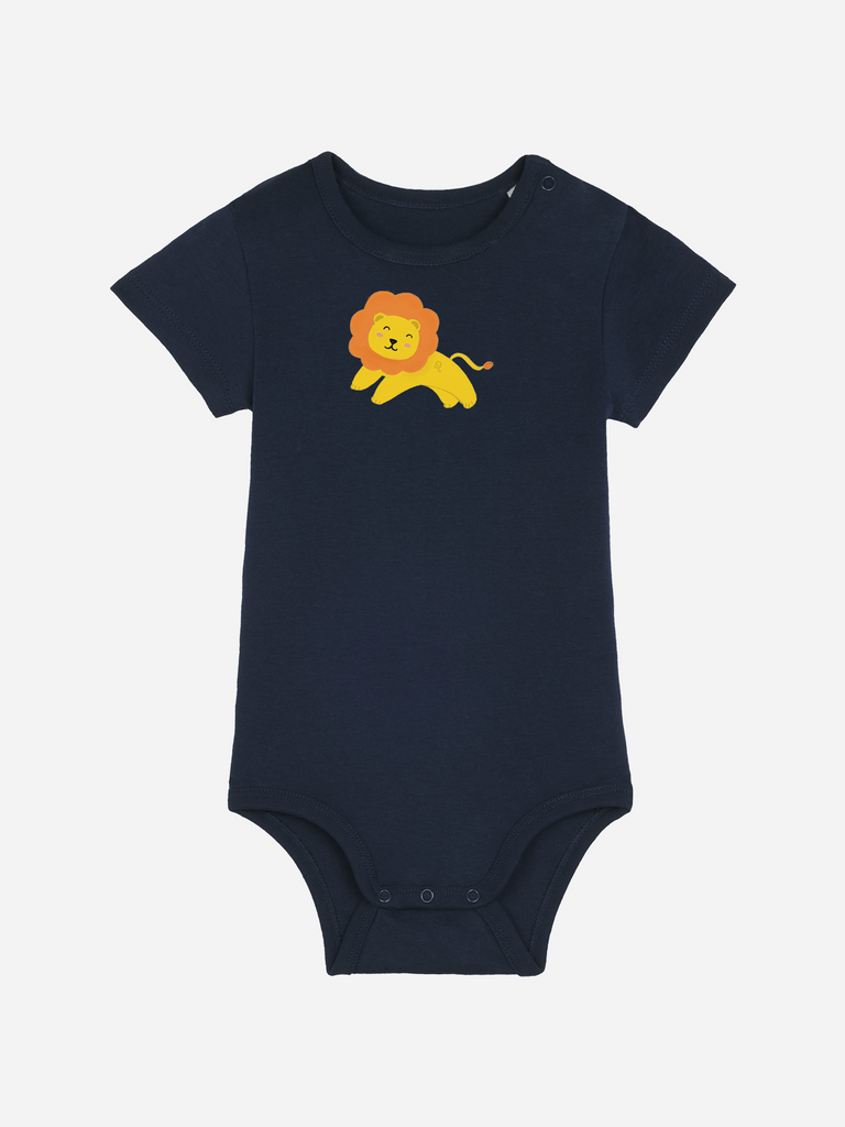 Bio-Baby Body 'Sternzeichen Löwe' - personalisierbar Farbe: Marineblau Bild 1