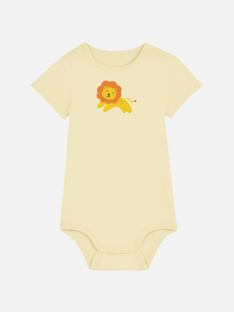 Bio-Baby Body 'Sternzeichen Löwe' - personalisierbar Farbe: Gelb Bild 1