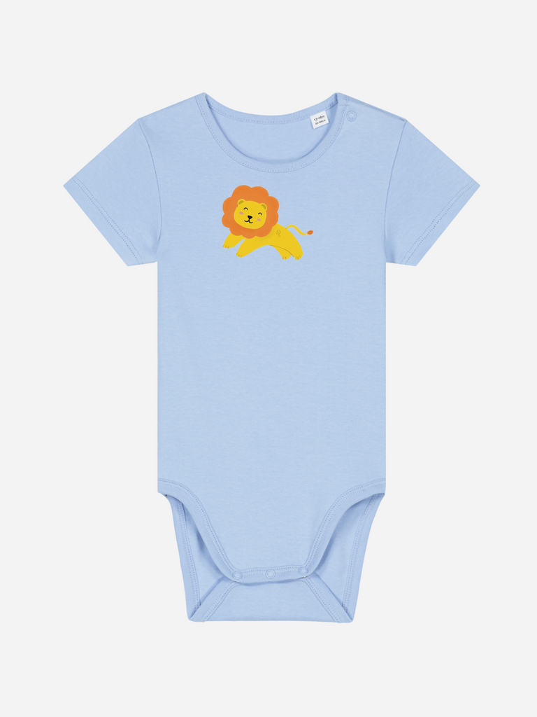 Bio-Baby Body 'Sternzeichen Löwe' - personalisierbar Farbe: Hellblau Bild 1