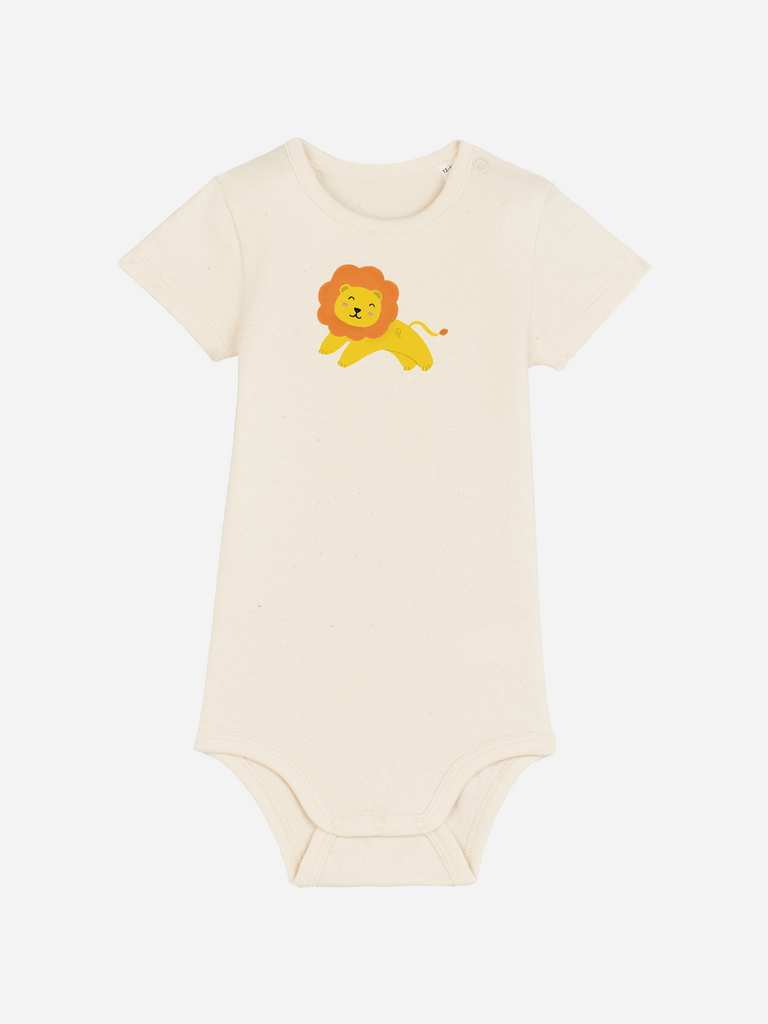 Bio-Baby Body 'Sternzeichen Löwe' - personalisierbar Farbe: Beige Bild 1
