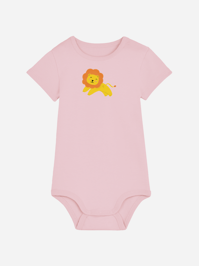 Bio-Baby Body 'Sternzeichen Löwe' - personalisierbar Farbe: Rosa Bild 1