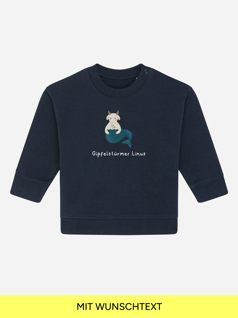 Personalisierbarer Bio-Sweater 'Steinbock' – persönliches Geschenk zum 1. Geburtstag eines Jungen bei Liebe und Geschenke