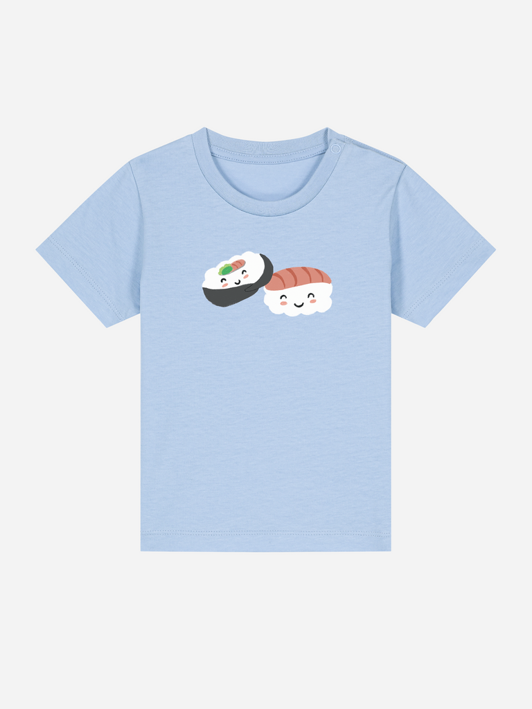 Geschenk zur Babyparty mit Namen: Personalisierbares Bio-T-Shirt (0–3 J.) 'Sushi',
