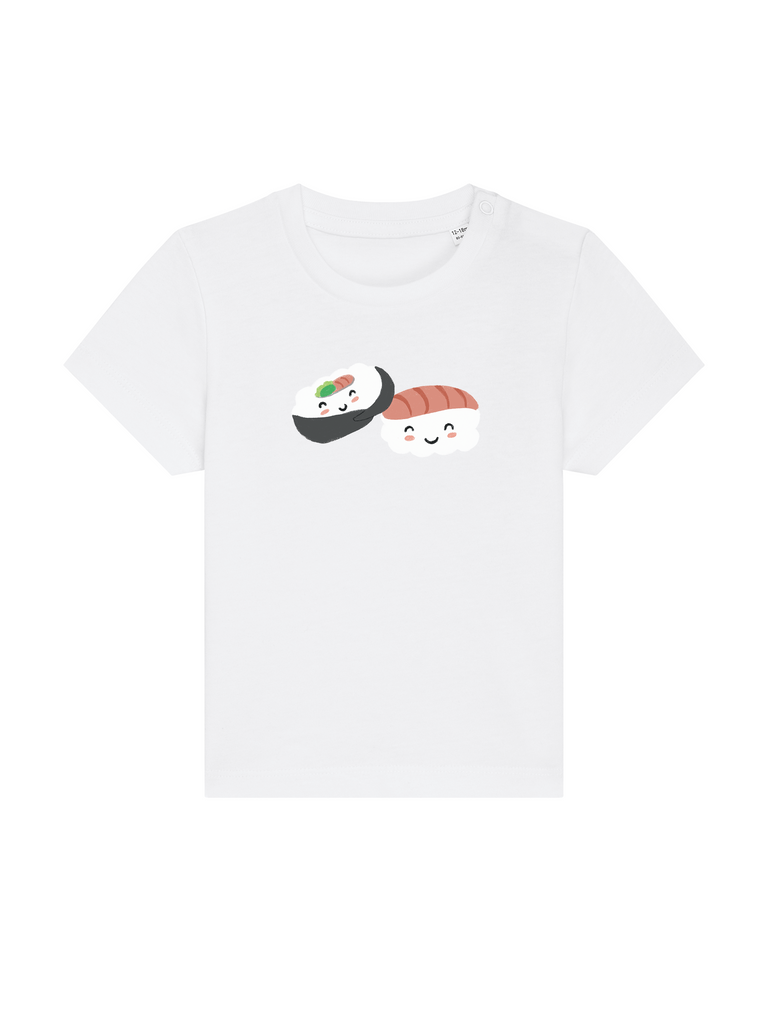 Geschenk zur Babyparty mit Namen: Personalisierbares Bio-T-Shirt (0–3 J.) 'Sushi',