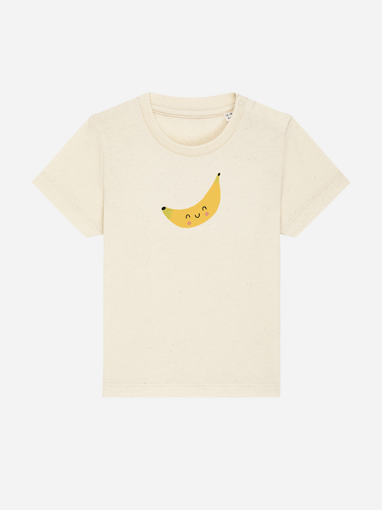 Personalisierbares Bio-T-Shirt (0–3 J.) 'Banane' mit fröhlichem Bananen-Motiv für Babykleidung.