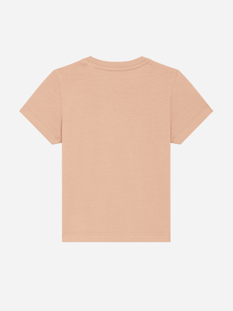 Persönliches Geschenk zum 1. Geburtstag: Personalisierbares Bio-T-Shirt (0–3 J.) 'Sternzeichen Fische', Rückansicht in Orange