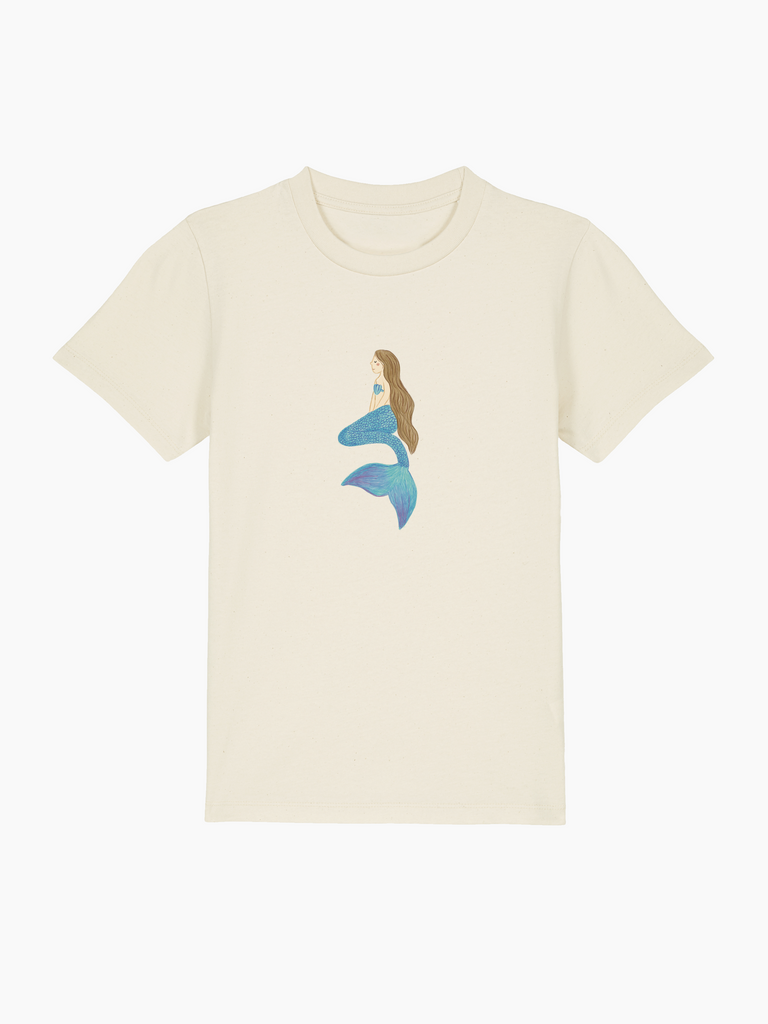 personalisiertes Bio-T-Shirt für Kinder mit Meerjungfrauen-Motiv, perfekt als Geschenk zum 5. Geburtstag