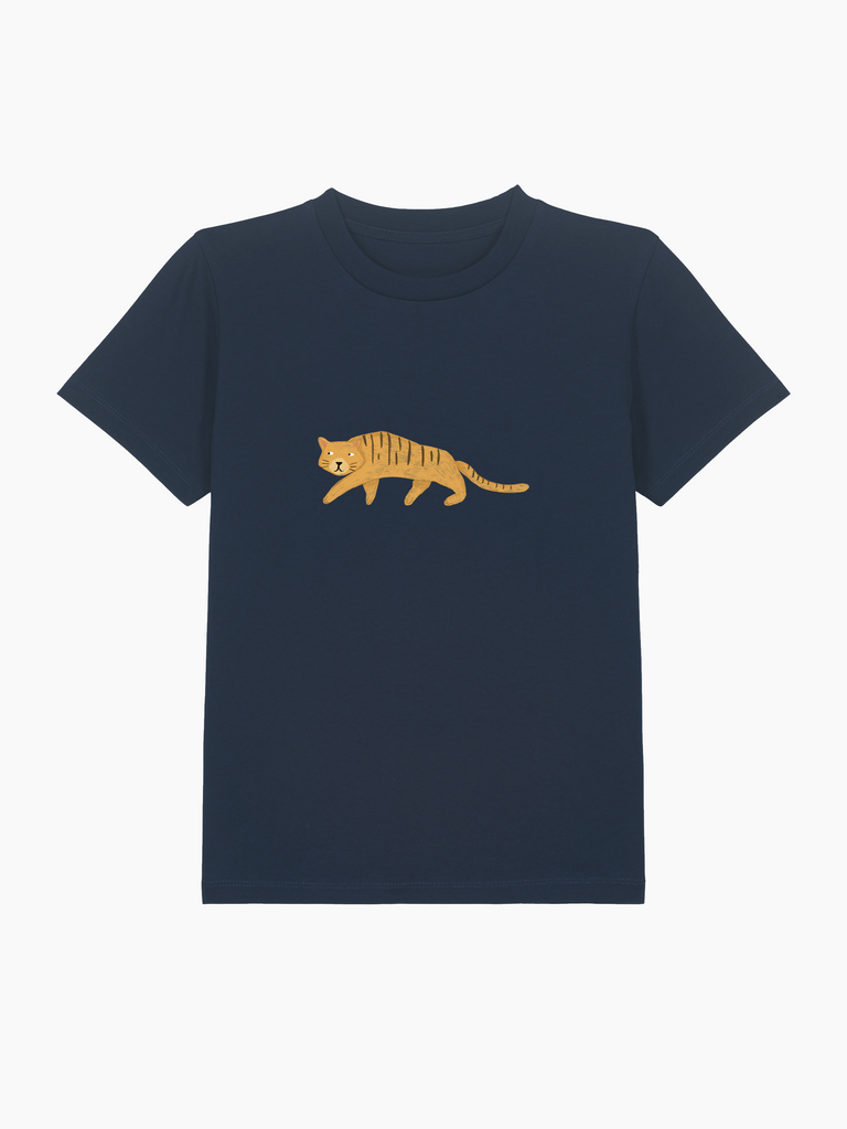 Personalisierbares Bio-T-Shirt für Kinder mit Tiger-Motiv, ideal als Geschenk zum 6. Geburtstag.