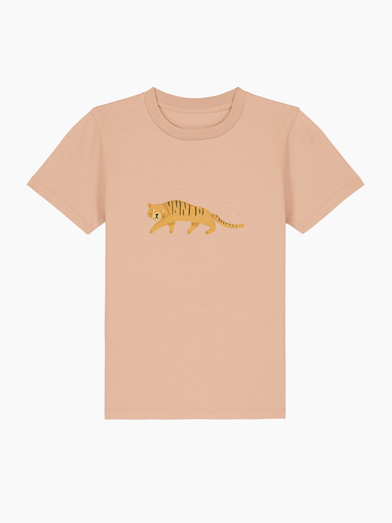 Personalisierbares Bio-T-Shirt für Kinder mit stylischem Tiger-Motiv, perfekt für den 6. Geburtstag.