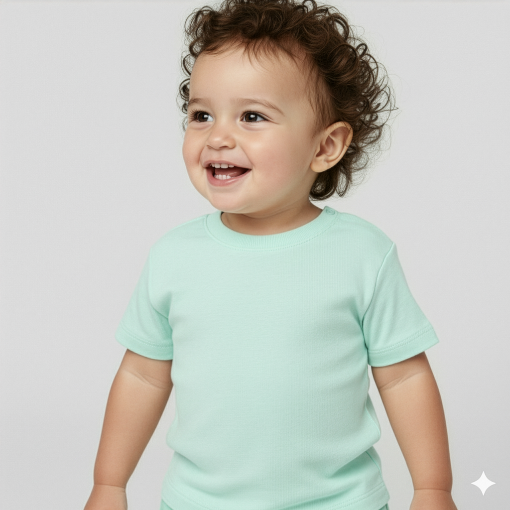 Personalisierbares T-Shirt für Kleinkinder in Türkis von Stanley Stella bei Liebe & Geschenke