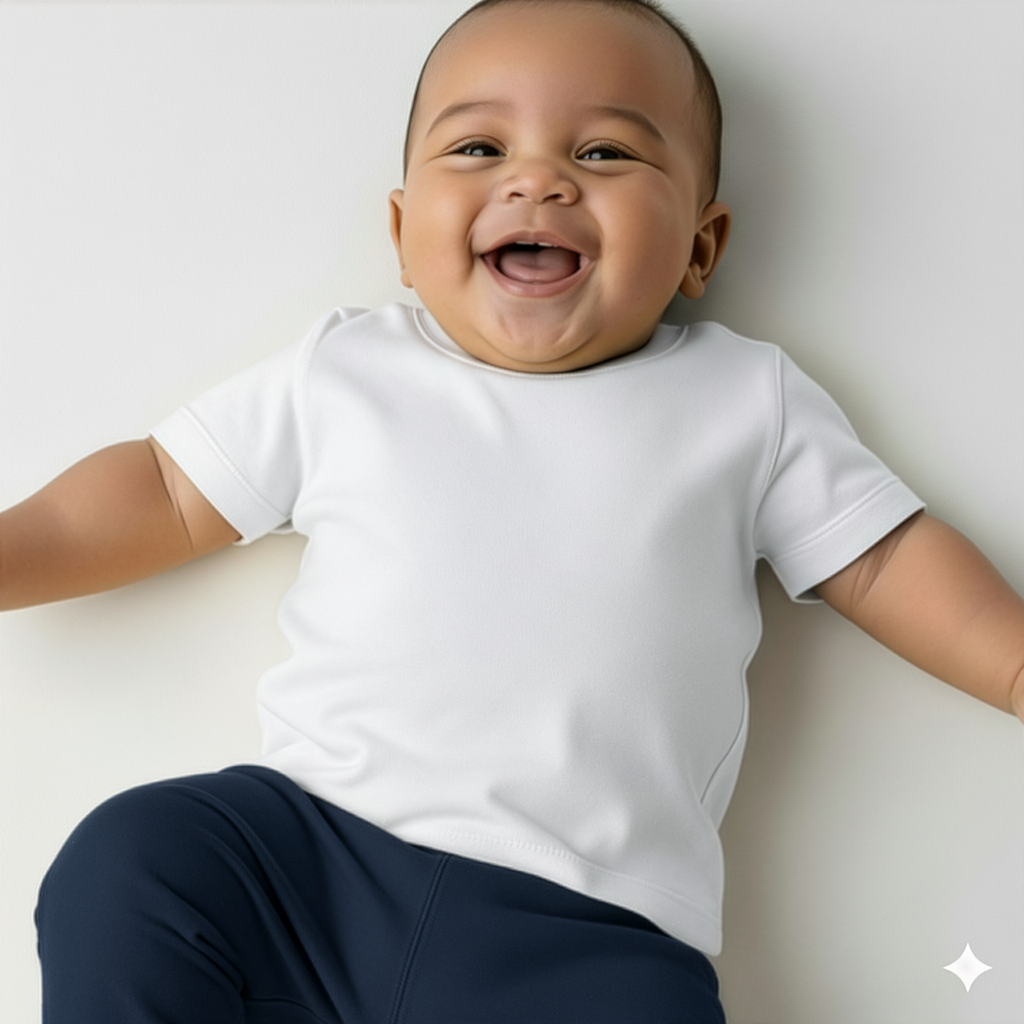 Personalisierbares T-Shirt für Kleinkinder in Weiß von Stanley Stella bei Liebe & Geschenke